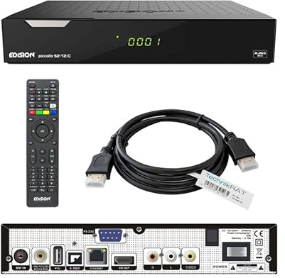 EDISION PICCOLLO 3in1 HEVC Full HD Combo Receiver mit DVB-S2 & DVB-C/T2 H.265/HEVC inkl. TechnikRAT HDMI-Kabel 1,5 m CI-Schacht Conax-Kartenleser 2 x USB, HDMI, LAN
