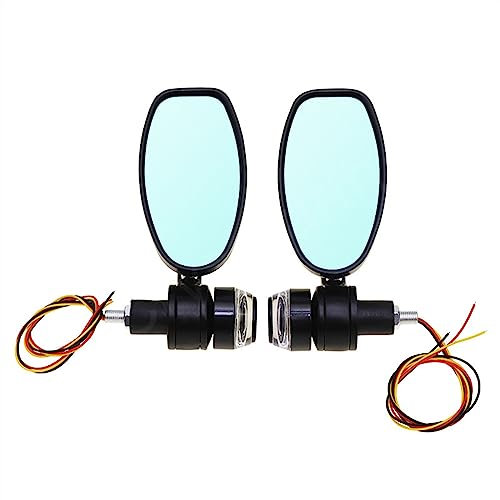 NIKISO Universal 7/8 22mm Motorrad Lenkerendenspiegel Rückspiegel Mit Blinker Motorrad Rückspiegel