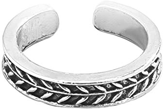 Mesnt Zehenring Fingerringe Gelenkringe Verstellbares Band Knöchel Fußring Zehenring aus Silber Blätter-Muster Fußringe Für Frauen Mädchen, Stil 2