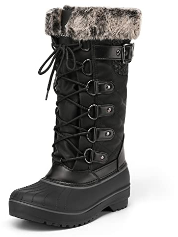 DREAM PAIRS Snöskor för kvinnor Vinterstövlar Varma skor,Size 39,Svart,AVALANCHE-E