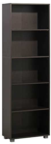 Brigros WeHome - Libreria Verticale 5 A Ripiani, Mobile Libreria Scaffale, Scaffale Legno, Mobile Soggiorno, 2 Ripiani Fissi E 3 Mobili, In Legno Melaminico, Arredamento Casa (Wenge)