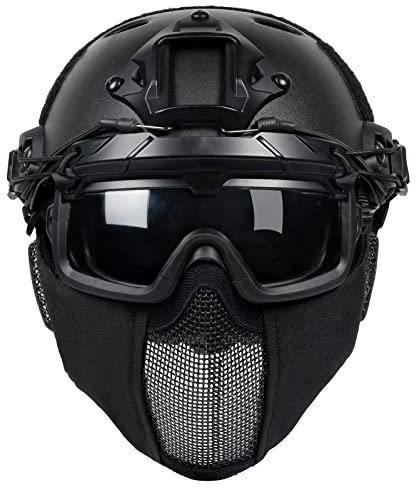 OneTigris Airsoft Helm, Mich 2000 Paintball Helm mit Maske und Schutzbrille für Airsoft Paintball