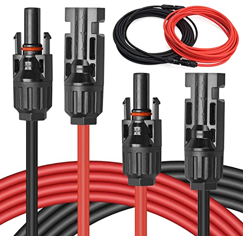 Elecoutek Solarkabel Verlängerung, 5M 4mm² Solar Verlängerungskabel mit Solarstecker, 12AWG Photovoltaik Verbindungskabel Solarpanel Kabel für Balkonkraftwerk Wohnwagen(Rot + Schwarz)