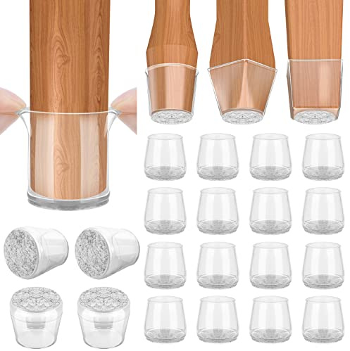 BALEINE Silicone Chair Leg Floor Protectors, Stool Leg Protectors Cap, Chair Leg Caps for Hardwood Floors (Clear-16pcs, Round L)