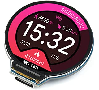 RP2040 MCU Board with 1.28 Inch Round LCD Display Module 240 x 240 Resolution 65K RGB Colours IPS Screen Based on Raspberry Pi RP2040, Accelerometer and Gyroscope Sensor,USB Type-C Connector