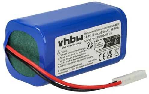 vhbw Akku kompatibel mit Xiaomi Mijia G1, Mi Robot Vacuum Mop Staubsauger (2600mAh, 14,4V, Li-Ion)