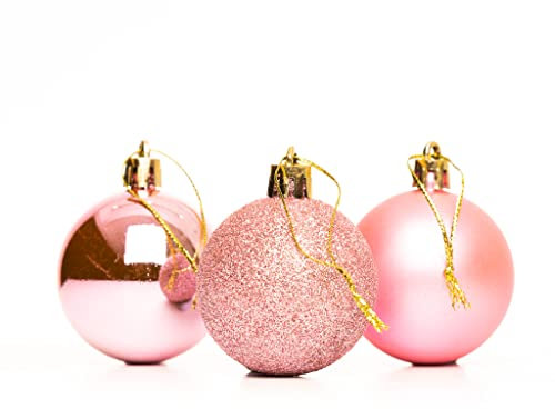 Bolas de Navidad de 50 mm/12 Unidades, inastillables, Color Rosa pálido, decoración de árbol de Navidad, Bolas de Adorno de Navidad, Decoraciones Colgantes de Navidad, decoración navideña, Brillante,