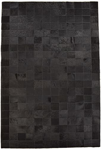 KUHFELL Teppich Patchwork FELLTEPPICH AUS ECHTEM KUHFELL RINERFELL IN VERSCHIEDENEN GRÖßEN (schwarz gefärbt, 120 x 180 cm)