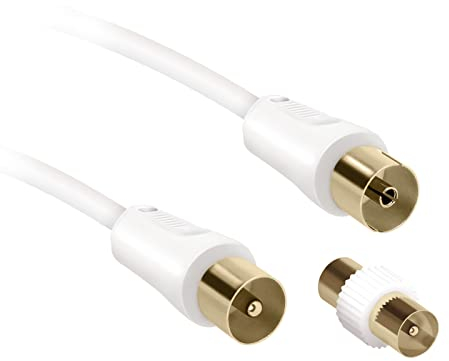Ekon cavo antenna TV, cavo antenna, maschio femmina, 3 metri, 100 dB, connettori dorati, adattatore maschio maschio incluso, per TV, smart TV, decoder, digitale terrestre