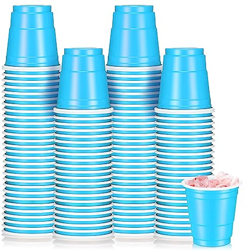 Roshtia 100 Pack 2 Oz Plastic Shot Glasses,Lake Blue | Blue Shot Cups Bulk, Party Wedding Bar Supplies, Mini Disposable Shot Glasses, Beer Tasting Serving