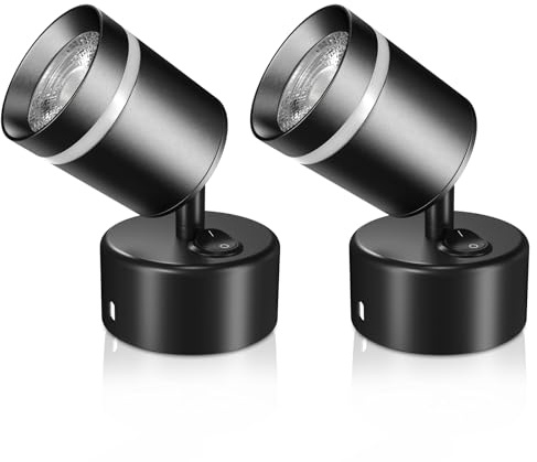 Bonlux 12 V LED-Leselampen, 2er-Pack: moderne schwarze drehbare RV-Lichter, warmweiß 3000 K, 5 W, für den Außenbereich