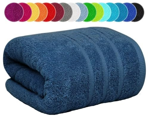 Fogli da bagno extra-large jumbo 100x200cm di grande formato XXL, asciugamani da bagno super morbidi 100% cotone egiziano avvolto per il corpo, asciugamano da spiaggia 600-GSM (Blu, 1)