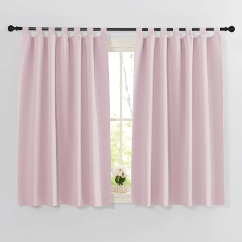 Pony Dance Kinderzimmer Gardinen Kurz Küchengardinen Hellpink Thermovorhang gegen Kälte Blickdichte Gardinen mit Schlaufen Verdunklungsvorhänge 2er Set H 137 x B 140 cm | Schlaufenschal 2er Set H137 x B140 cm, Sichtschutz, UV-Schutz, Kurz, für Schlafzimmer, Wohnzimmer, Abdunkeln, Hitzeschutz