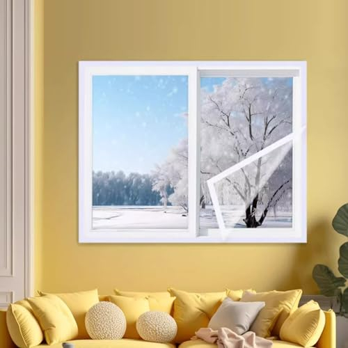 Winddichte Thermo Cover Fenster-Isolierfolie,Multifunktions Fenster Isolierfolie Thermo Cover,Transparente Kälteschutzfolie für Winter,Planen-Isolierfolie für Zimmer (170x210cm/66x83)