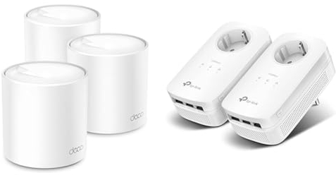 TP-Link Deco X50 Mesh WLAN Set (3 Pack) & Powerline Adapter Set TL-PA8030P KIT(1300Mbit/s