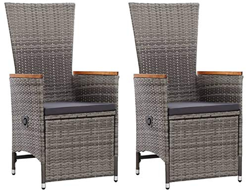 Rantry Garten-Liegestühle 2 STK. mit Auflagen Poly Rattan Grau Gartenmöbel Model46045