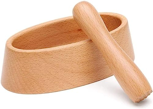 Mortero con Mano, Juego de mortero y mazo Molinillo de piedra for especias Juego de mortero y mortero Juego de mortero y mortero, Juego de mortero y mortero ligero natural de madera de primera calidad