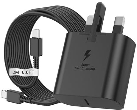 For Samung Super Fast Charger,for Samsung 25W USB C Fast Charging Plug and 2M Cable USB C to C for Samsung Galaxy S24 S23 Ultra S22 S21 S20 A33 A53 A54 A14 A13 Z Flip/Fold4,Type C UK Wall Charger Plug