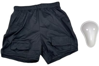 Dickly Männer Lose Hockey Shorts Jock Hosen Atmungsaktive Leichte Mesh Shorts Supporter für Fitness Fußball Hockey Spieler Straße, mit Schrittschale, S