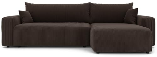 Ecksofa XL mit Schlaffunktion und Bettkasten 278 x 145 cm Beige | 278 x 145 cm, Kiefernholz und MDF, Hoher Sitzkomfort, Wohnen und Schlafen, Integrierter Bettkasten