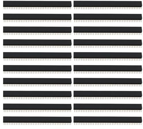 VGOL 20 Piezas de Conector de Cabezal de Clavija Hembra Recto de Una Sola Fila 40 Pines de Paso de 1,27 Mm Dimensiones Generales 51 X 7 X 2 Mm Adecuado para Conexiones de PCB de Placas