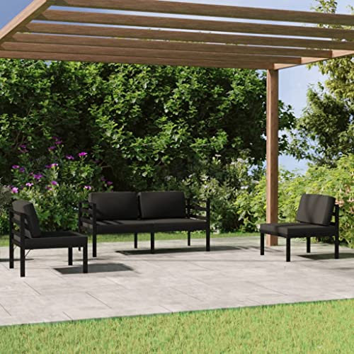 KATERYY 4-TLG. Garten-Lounge-Set mit Kissen Aluminium Anthrazit,Modulares Aluminium Loungeset Anthrazit Entspannung und Komfort im Garten