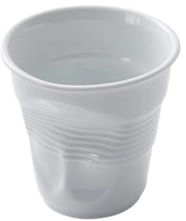 RabyLeo Einzigartige Keramiktasse, inspiriert vom zerknitterten Pappbecher-Design, künstlerische und unregelmäßige Form, perfekt für Kaffee, Tee und heiße Getränke, ideal für Zuhause, Büro (weiß,