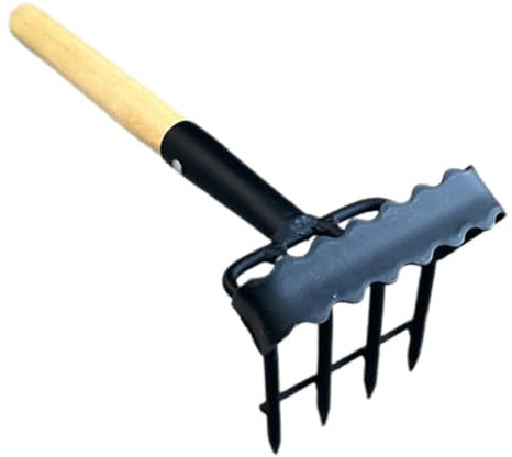 ANDRESLAD diserbo rastrello di potenza piccolo rastrello da giardino kit giardinaggio kit da giardinaggio rastrelli per prati rastrello con manico in legno Acciaio ad alto tenore di carbonio
