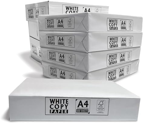 Roe Tenpo A4 Printer Paper, 2500 Sheets, Smooth White Paper Finish, Compatible with Inkjet & Laser Printers - Ideal for Home & Office Use, Copying, Printing Flyers, Reports, and More (5 Reams)