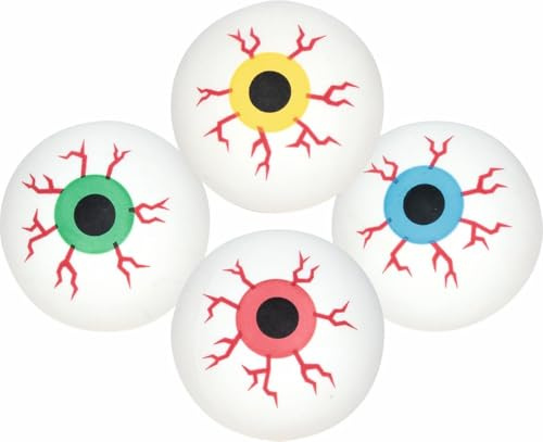 Ameisenkeks® Set di 4 palline per occhi spaventosi – Ø 45 mm – palline gonfiabili con design bulbo oculare in rosso, verde, blu e giallo – decorazione di Halloween & articolo scherzo