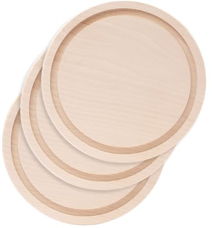 EVERYJOY Lot de 3 planches de service rondes en bois de hêtre pour couper et servir (rondes, Ø 22 x 1,5 cm)
