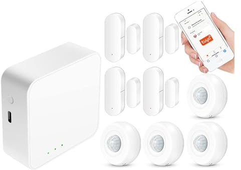 Kit Alarma Casa, TUYA WIFI ZIGBEE Bluetooth Smart Home System System Door Open Sensor Hub Smart Life App Trabajo remoto(B 15000MAH)
