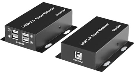 Tolaily Estensione USB 2.0 Super Extender 50M Prolunga a Cavo CAT6 Estensione Hub USB 4 Porte per Webcam, Fotocamera, Stampante, Disco U, Spina UE
