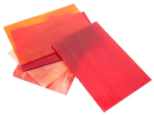 Operitacx 4 Pièces Lot de Carreaux de Verre Teinté pour Diy Matériaux Artisanaux Colorés Plaques de Vitrail Translucides pour Débutants et Amateurs Décoration Maison et Créatifs