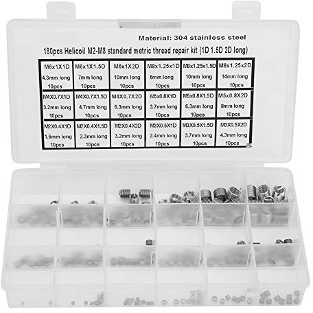 Ensemble d'outils de réparation de filetage en acier inoxydable M2-M8 Kit d'insert fileté résistant à l'usure haute précision pour alliage en aluminium