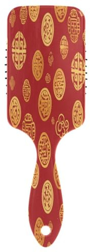 Cepillo para cabello grueso, rizado, fino, largo, corto, húmedo o añade brillo y hace que sea suave, cepillo de paleta para hombres, mujeres, niños, rojo, tradicional