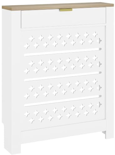 HOMCOM Radiator Cover with 2 Flip Drawers 78W x 19D x 95.5H cm White