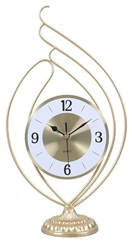DANNMPX Pendule Cheminée Horloge de Table en Fer, Horloge à Pendule d'étude européenne, Bureau dorée, décoration Salon Horloge De Table