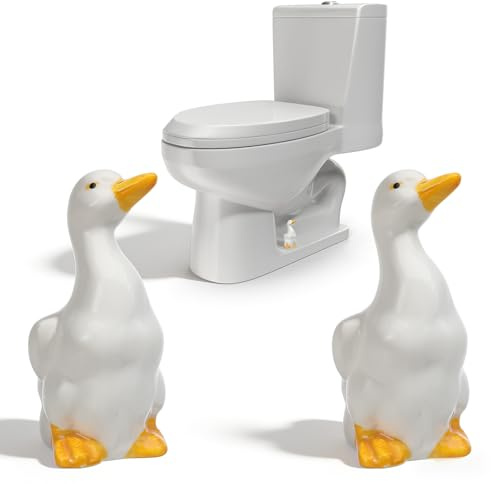 Ceramic Duck Toilet Bolt Covers, 2 Pack Fun Toilet Bolt Covers Decorative, White Toilets Screw Cover Caps, Cute Bathroom Decor for Home, Office, Hotel Bathrooms