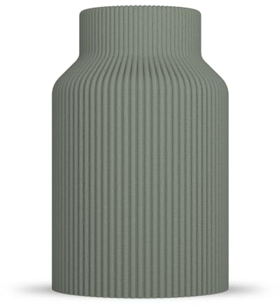 ebenkunst | Rabella Vase – Moderne Deko Vase für Pampasgras & Trockenblumen – skandinavischer Stil für Wohnzimmer – 3D Design Objekt aus Kunststoff (PLA) – leicht & bruchsicher - Made in Germany | Bruchsichere Vase für Trockenblumen & Pampasgras, modernes Rillendesign, Bio PLA, stilvolle Deko, Made in Germany