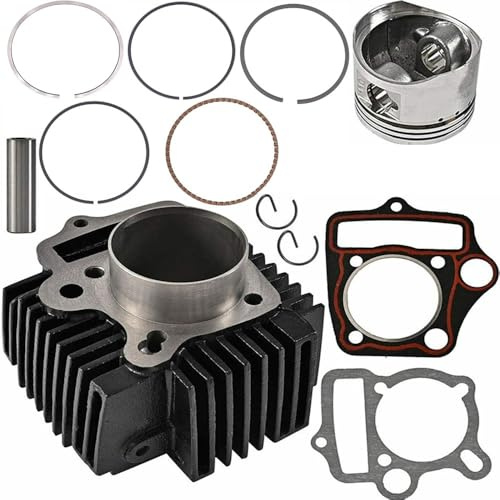 Kit de juntas de pistón cilíndrico y anillo, montaje de metal de 52,4 mm para motor de motocicleta de 4 tiempos de 110 cc y 125 cc, compatible con motos de cross y go-karts