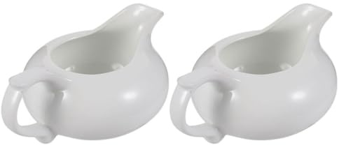 DIYEAH Set 2 Pezzi Salsiera in Porcellana Bianca per Sugo e Latte Beccuccio, Contenitori per Caffè e Condimenti, per Uso Quotidiano e Feste in Casa
