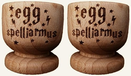 Eierbecher aus Holz von FastCraft, Motiv von Harry Potter inspiriert, als Geschenk für die Hauseinweihung, zum Geburtstag, holz, 2er-Set