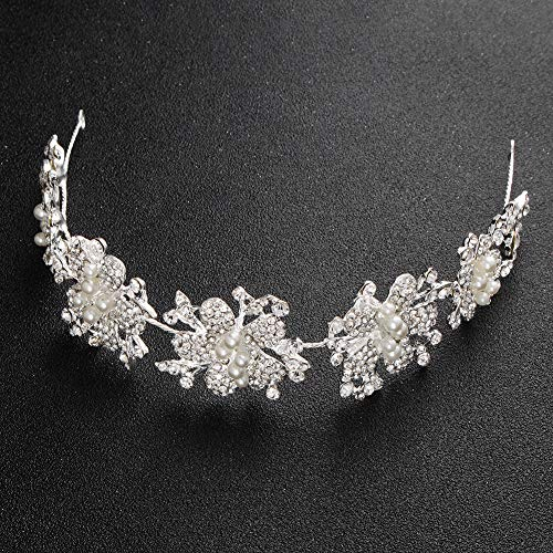 Stirnband für Hochzeit, Brautschmuck mit Schleifen, Kristall, Strass-Kleeblatt, Kopfschmuck, Haarbänder, Diadem, Blumendesign, Haarschmuck, Haarzubehör für Mädchen, Braut (goldfarben)