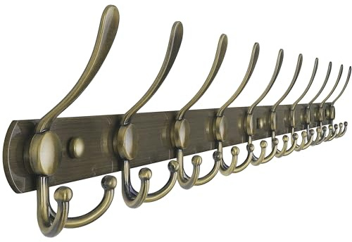 Dseap Garderobenleiste mit 10 haken, schwerlast 96cm Lang garderobenhaken, edelstahl wandgarderobe, kleiderhaken wand, hakenleiste garderobe für mantel hut handtuch handtasche, bronze