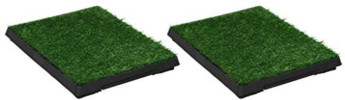 Festnight Inodoro Portátil para Mascotas Inodoro Mascotas 2 uds con Bandeja Césped Artificial 63x50x7cm