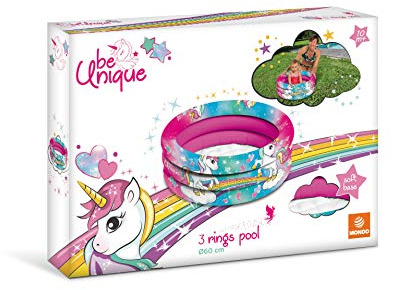 Mondo Toys-Unicorn | 3 Rings Pool - Piscina Hinchable para niños con 3 Anillas, diámetro de 65 cm, con Fondo suave-16852, Multicolor, 1, 16852