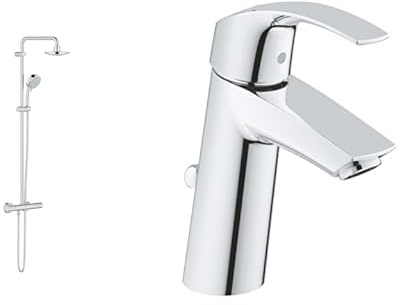 GROHE Tempesta Cosmopolitan System 160 | Brause- & Duschsystem - mit Thermostatbatterie & Eurosmart | Badarmatur - Einhand-Waschtischbatterie, mit Keramikkartusche | M-Size | chrom | 23322001