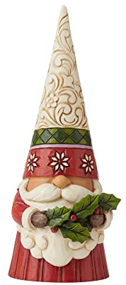 Enesco Jim Shore Heartwood Creek Christmas Gnome Holding Holly Sprig of Spirit Figurine, 6.3 Inch, Multicolor, Red