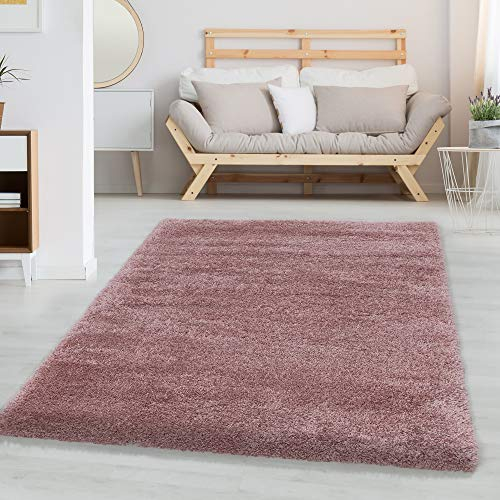 Carpettex Teppich Hochflor Shaggy Flokati Teppich Modern Rosa 120 x 170 cm - Weich Flauschig Waschbar Teppich für Wohnzimmer, Schlafzimmer, Esszimmer, Gästezimmer, Jugendzimmer, Diele